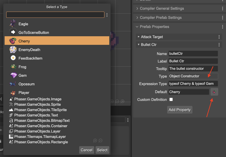 Object Constructor property type