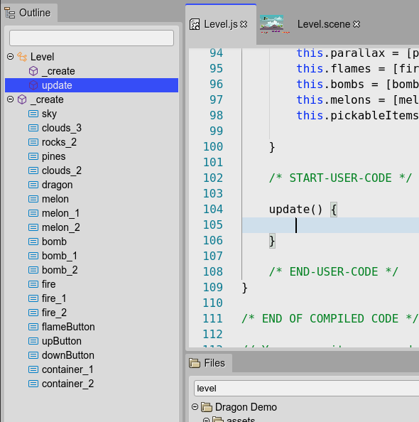 Outline of JavaScript code.