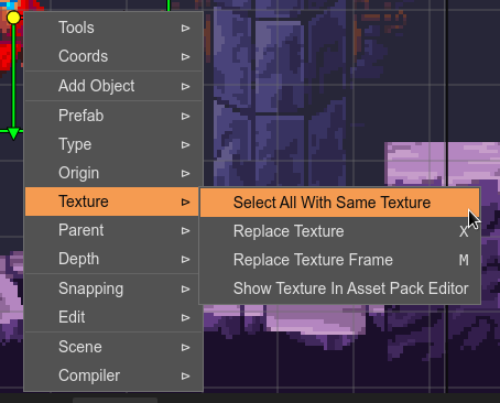 Texture menu.