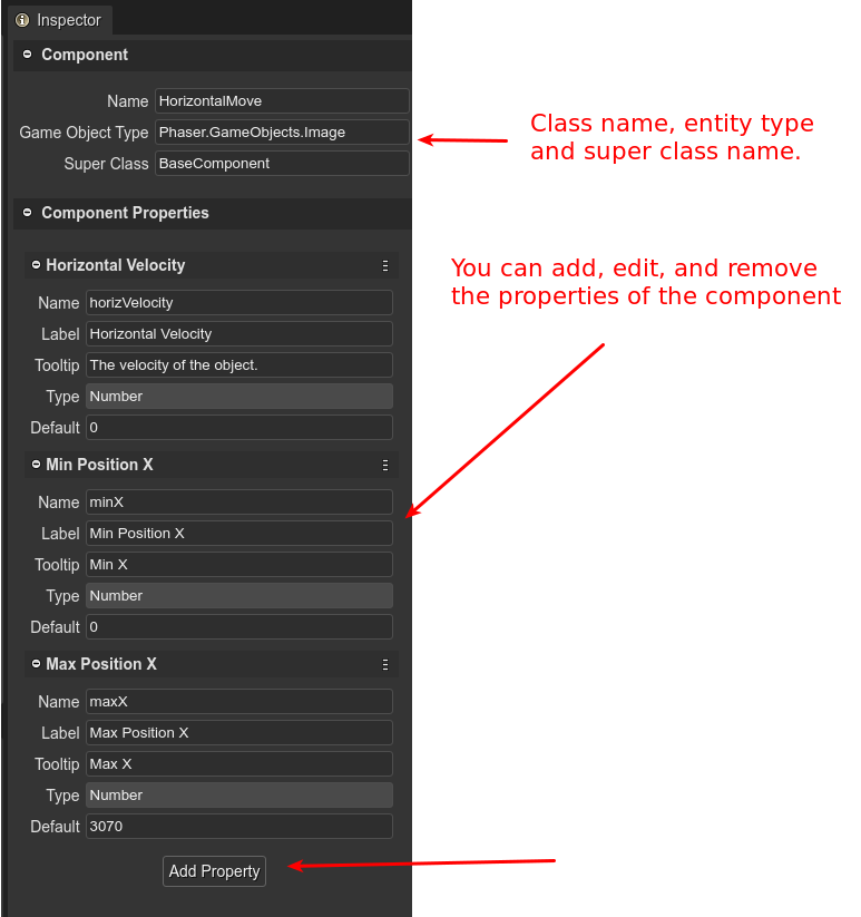 Edit component properties