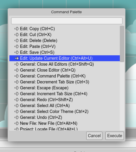 Command palette dialog.